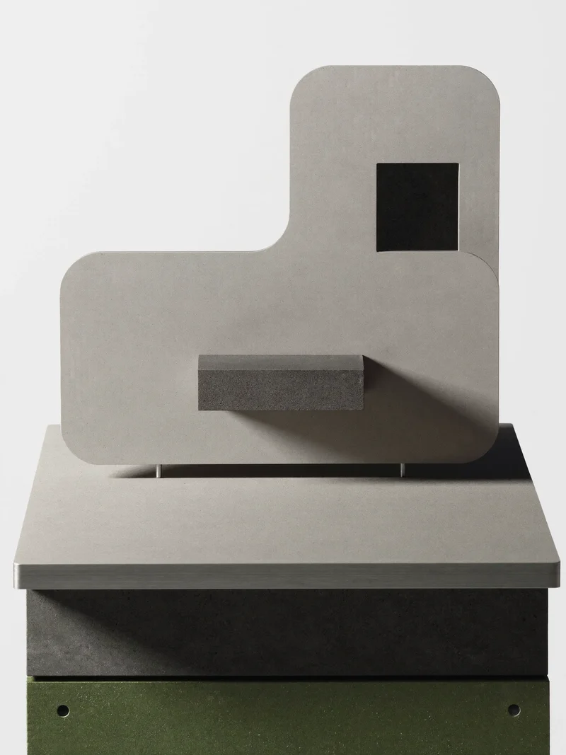 Étude illustrée d'un support de bureau modulaire industriel